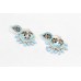 Earrings Enamel Jhumki Dangle Sterling Silver 925 Blue Beads Traditional C21
